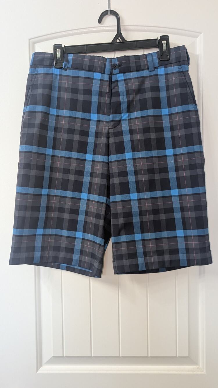 Nike Golf Dri-FIT Men’s Plaid Golf Shorts Blue/Gray 30W Moisture Wicking
